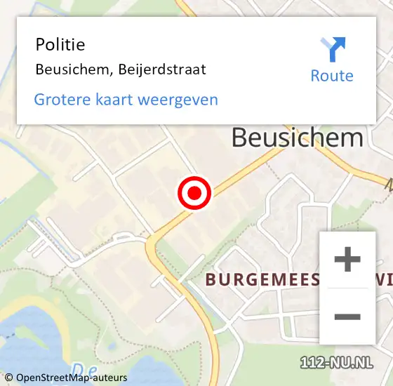 Locatie op kaart van de 112 melding: Politie Beusichem, Beijerdstraat op 6 december 2022 09:48