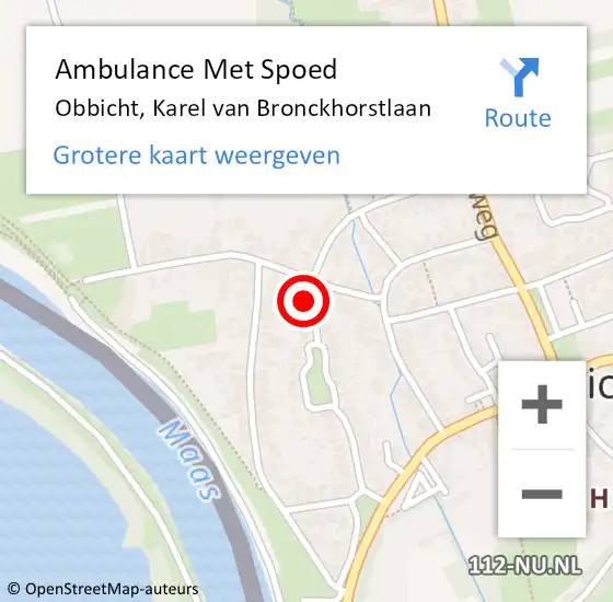 Locatie op kaart van de 112 melding: Ambulance Met Spoed Naar Obbicht, Karel van Bronckhorstlaan op 7 augustus 2014 12:09