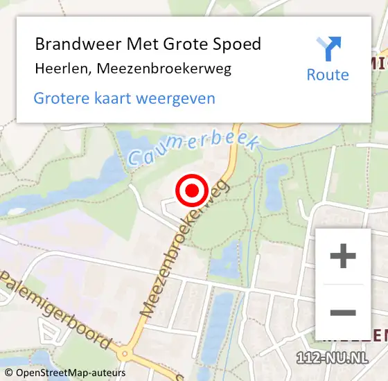 Locatie op kaart van de 112 melding: Brandweer Met Grote Spoed Naar Heerlen, Meezenbroekerweg op 6 december 2022 10:25