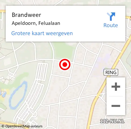 Locatie op kaart van de 112 melding: Brandweer Apeldoorn, Felualaan op 6 december 2022 10:39