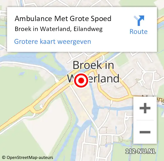 Locatie op kaart van de 112 melding: Ambulance Met Grote Spoed Naar Broek in Waterland, Eilandweg op 6 december 2022 10:48