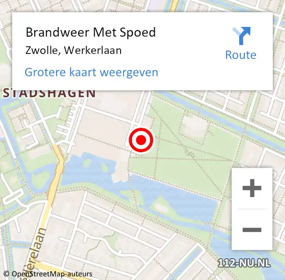 Locatie op kaart van de 112 melding: Brandweer Met Spoed Naar Zwolle, Werkerlaan op 6 december 2022 11:01