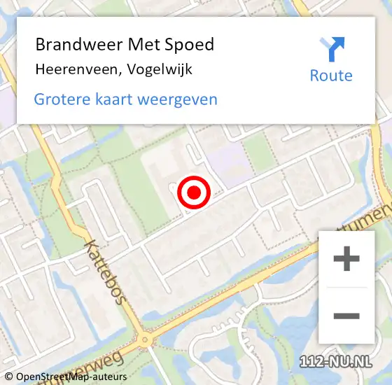 Locatie op kaart van de 112 melding: Brandweer Met Spoed Naar Heerenveen, Vogelwijk op 6 december 2022 11:38