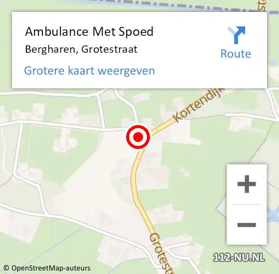 Locatie op kaart van de 112 melding: Ambulance Met Spoed Naar Bergharen, Grotestraat op 6 december 2022 11:42