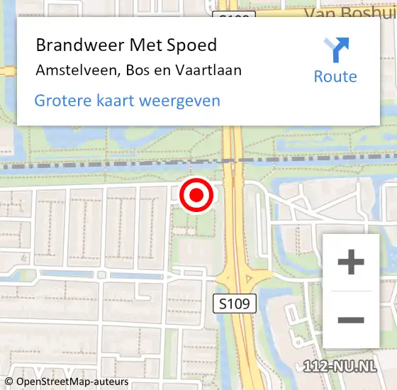 Locatie op kaart van de 112 melding: Brandweer Met Spoed Naar Amstelveen, Bos en Vaartlaan op 6 december 2022 11:45