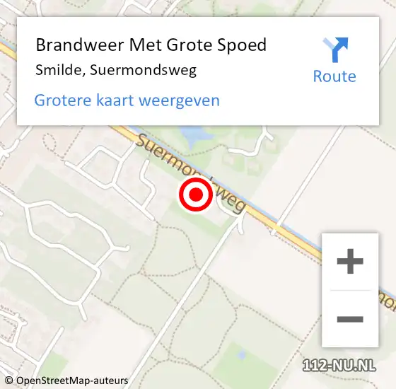 Locatie op kaart van de 112 melding: Brandweer Met Grote Spoed Naar Smilde, Suermondsweg op 6 december 2022 11:45