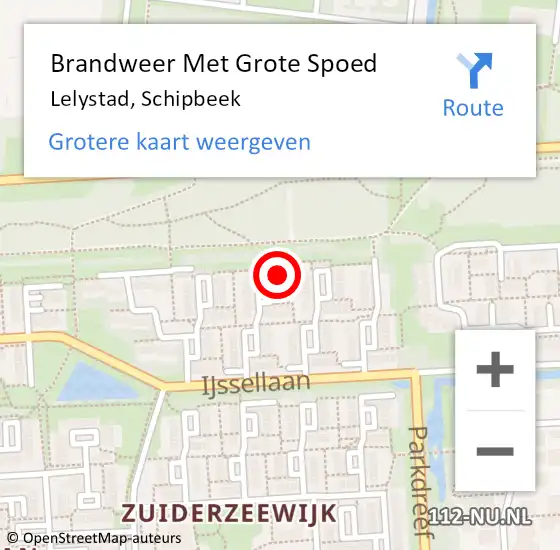 Locatie op kaart van de 112 melding: Brandweer Met Grote Spoed Naar Lelystad, Schipbeek op 6 december 2022 11:50