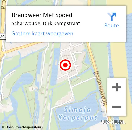 Locatie op kaart van de 112 melding: Brandweer Met Spoed Naar Scharwoude, Dirk Kampstraat op 6 december 2022 12:05