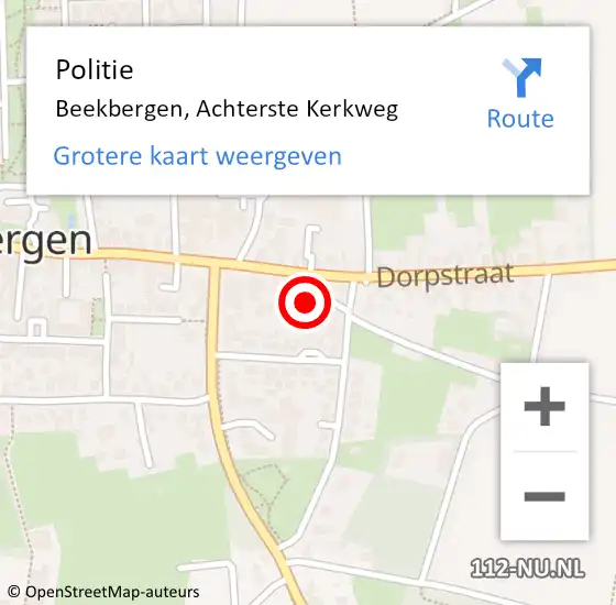Locatie op kaart van de 112 melding: Politie Beekbergen, Achterste Kerkweg op 6 december 2022 12:05