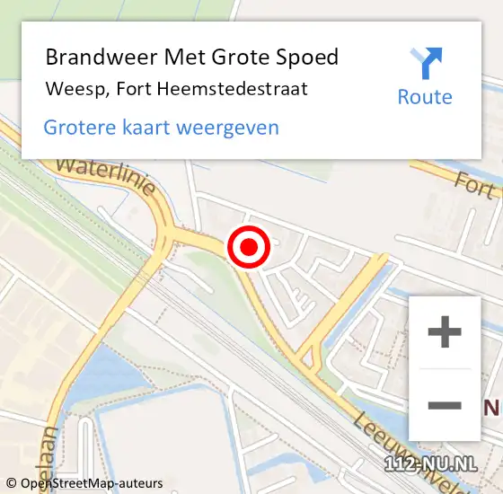 Locatie op kaart van de 112 melding: Brandweer Met Grote Spoed Naar Weesp, Fort Heemstedestraat op 6 december 2022 12:16