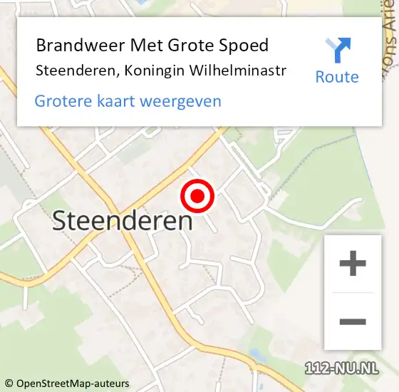 Locatie op kaart van de 112 melding: Brandweer Met Grote Spoed Naar Steenderen, Koningin Wilhelminastr op 6 december 2022 12:18