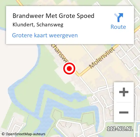 Locatie op kaart van de 112 melding: Brandweer Met Grote Spoed Naar Klundert, Schansweg op 6 december 2022 12:53