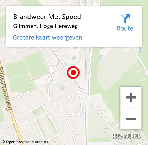 Locatie op kaart van de 112 melding: Brandweer Met Spoed Naar Glimmen, Hoge Hereweg op 6 december 2022 12:58