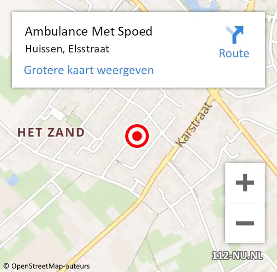 Locatie op kaart van de 112 melding: Ambulance Met Spoed Naar Huissen, Elsstraat op 6 december 2022 13:32