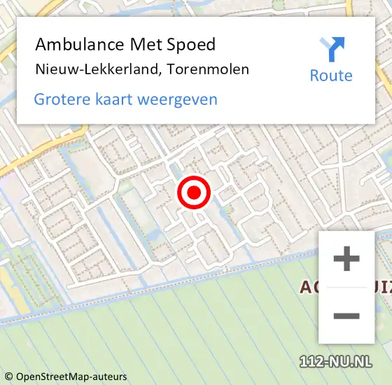 Locatie op kaart van de 112 melding: Ambulance Met Spoed Naar Nieuw-Lekkerland, Torenmolen op 6 december 2022 13:45