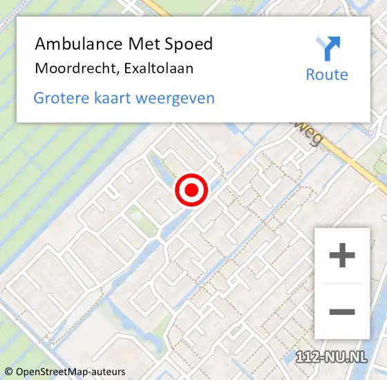 Locatie op kaart van de 112 melding: Ambulance Met Spoed Naar Moordrecht, Exaltolaan op 6 december 2022 14:01