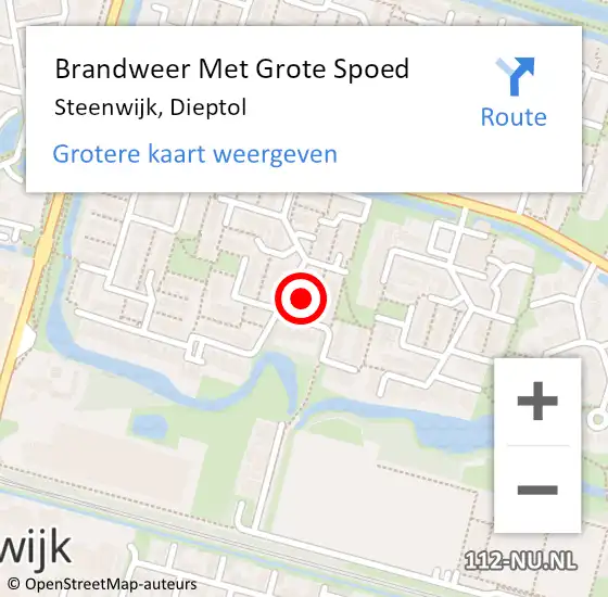 Locatie op kaart van de 112 melding: Brandweer Met Grote Spoed Naar Steenwijk, Dieptol op 6 december 2022 14:09