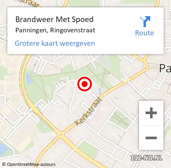 Locatie op kaart van de 112 melding: Brandweer Met Spoed Naar Panningen, Ringovenstraat op 6 december 2022 15:01