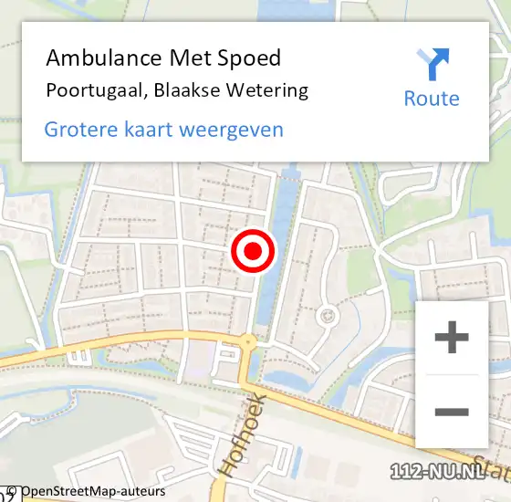 Locatie op kaart van de 112 melding: Ambulance Met Spoed Naar Poortugaal, Blaakse Wetering op 6 december 2022 15:03