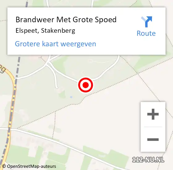 Locatie op kaart van de 112 melding: Brandweer Met Grote Spoed Naar Elspeet, Stakenberg op 6 december 2022 15:24