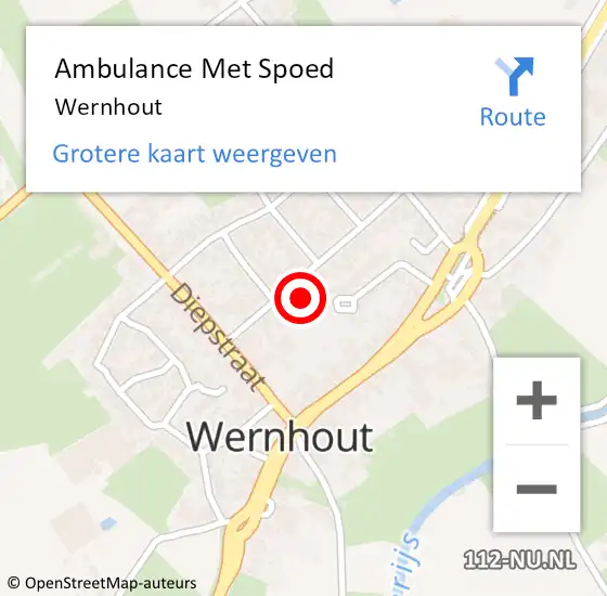 Locatie op kaart van de 112 melding: Ambulance Met Spoed Naar Wernhout op 6 december 2022 15:25