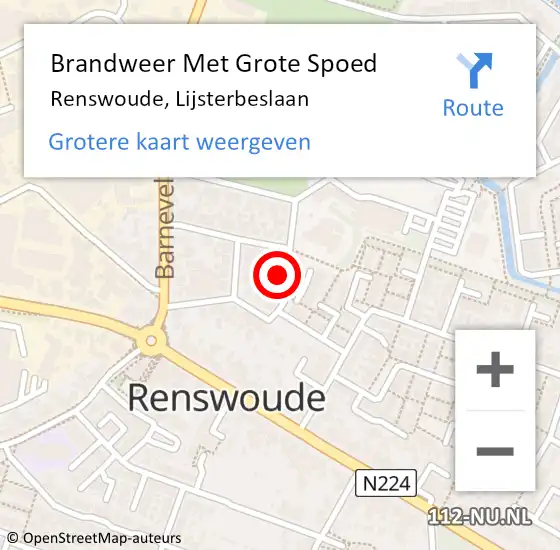 Locatie op kaart van de 112 melding: Brandweer Met Grote Spoed Naar Renswoude, Lijsterbeslaan op 6 december 2022 15:30