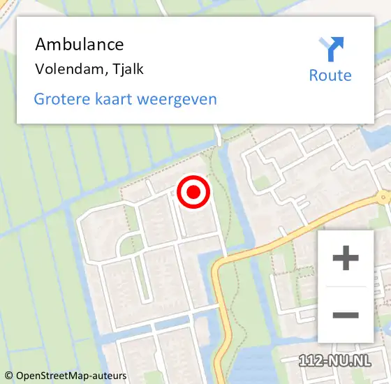 Locatie op kaart van de 112 melding: Ambulance Volendam, Tjalk op 6 december 2022 15:35