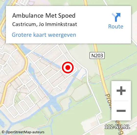 Locatie op kaart van de 112 melding: Ambulance Met Spoed Naar Castricum, Jo Imminkstraat op 6 december 2022 15:39