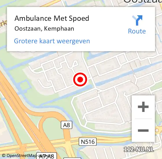 Locatie op kaart van de 112 melding: Ambulance Met Spoed Naar Oostzaan, Kemphaan op 6 december 2022 15:49