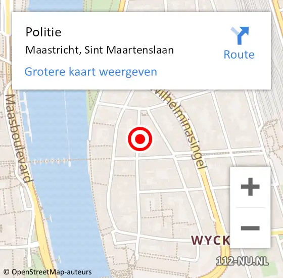 Locatie op kaart van de 112 melding: Politie Maastricht, Sint Maartenslaan op 6 december 2022 15:58