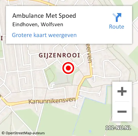 Locatie op kaart van de 112 melding: Ambulance Met Spoed Naar Eindhoven, Wolfsven op 7 augustus 2014 12:46
