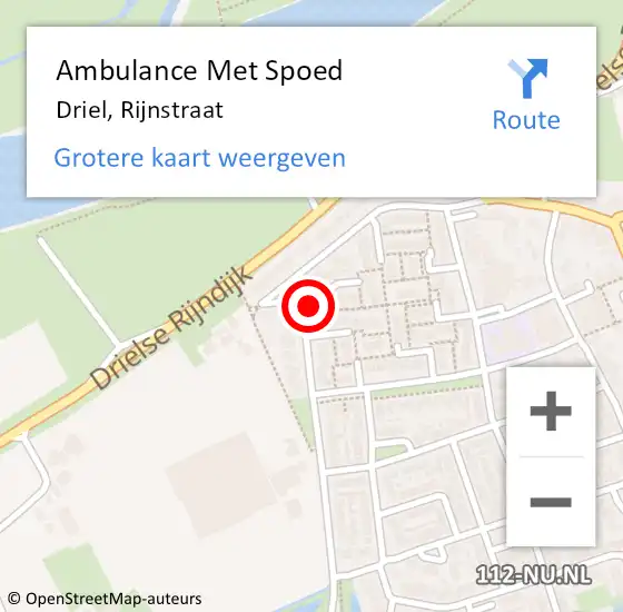 Locatie op kaart van de 112 melding: Ambulance Met Spoed Naar Driel, Rijnstraat op 6 december 2022 16:04