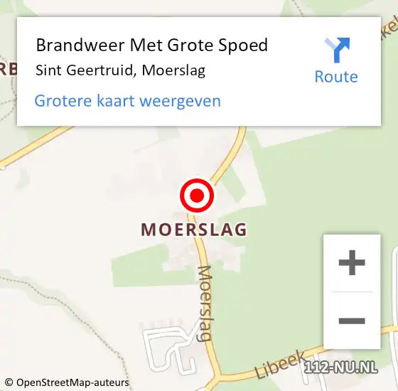 Locatie op kaart van de 112 melding: Brandweer Met Grote Spoed Naar Sint Geertruid, Moerslag op 6 december 2022 16:16