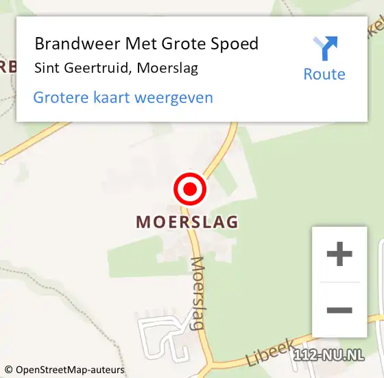 Locatie op kaart van de 112 melding: Brandweer Met Grote Spoed Naar Sint Geertruid, Moerslag op 6 december 2022 16:18