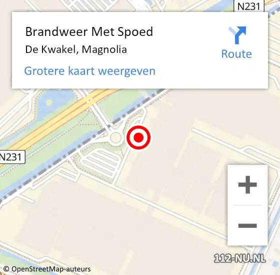 Locatie op kaart van de 112 melding: Brandweer Met Spoed Naar De Kwakel, Magnolia op 6 december 2022 16:32