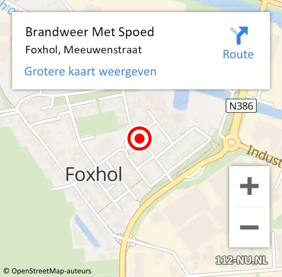 Locatie op kaart van de 112 melding: Brandweer Met Spoed Naar Foxhol, Meeuwenstraat op 7 augustus 2014 12:51