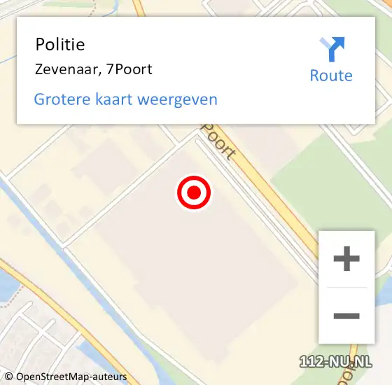 Locatie op kaart van de 112 melding: Politie Zevenaar, 7Poort op 6 december 2022 17:14