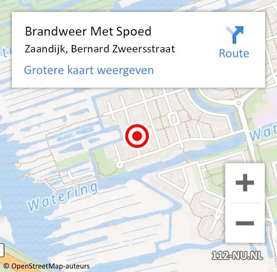 Locatie op kaart van de 112 melding: Brandweer Met Spoed Naar Zaandijk, Bernard Zweersstraat op 6 december 2022 17:14