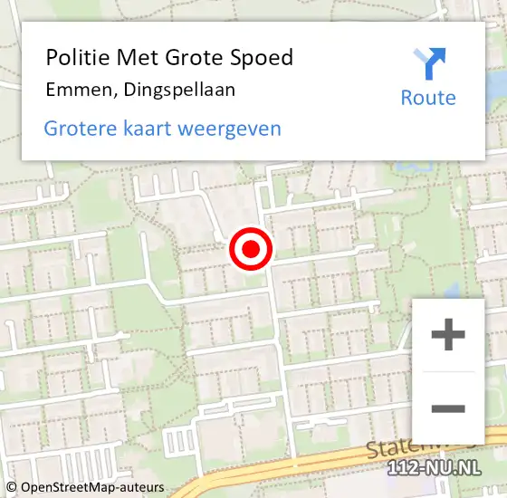 Locatie op kaart van de 112 melding: Politie Met Grote Spoed Naar Emmen, Dingspellaan op 6 december 2022 17:25