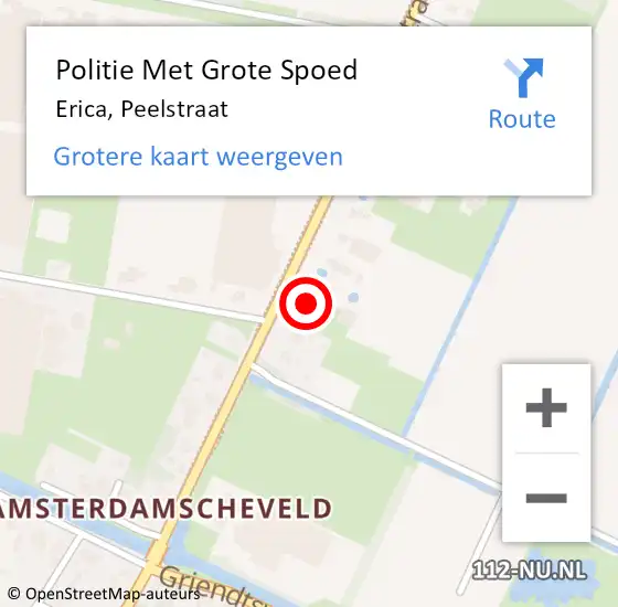 Locatie op kaart van de 112 melding: Politie Met Grote Spoed Naar Erica, Peelstraat op 6 december 2022 17:32