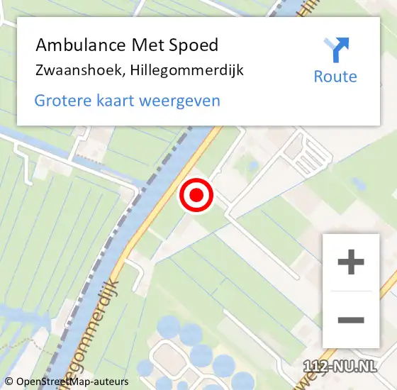 Locatie op kaart van de 112 melding: Ambulance Met Spoed Naar Zwaanshoek, Hillegommerdijk op 6 december 2022 17:47