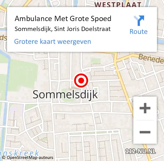 Locatie op kaart van de 112 melding: Ambulance Met Grote Spoed Naar Sommelsdijk, Sint Joris Doelstraat op 6 december 2022 17:49