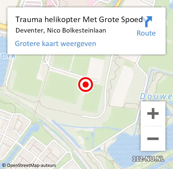 Locatie op kaart van de 112 melding: Trauma helikopter Met Grote Spoed Naar Deventer, Nico Bolkesteinlaan op 6 december 2022 17:57