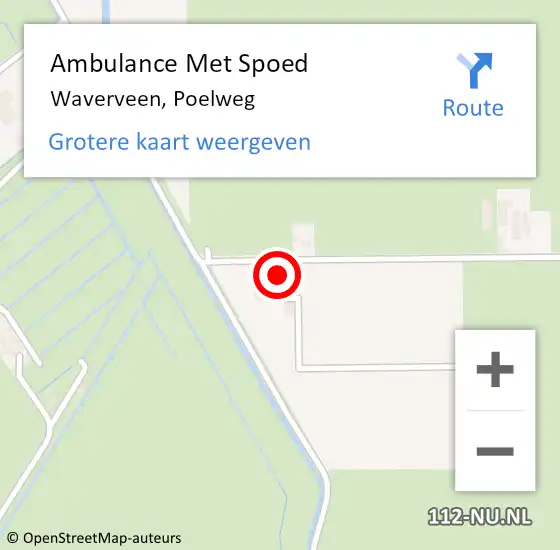 Locatie op kaart van de 112 melding: Ambulance Met Spoed Naar Waverveen, Poelweg op 7 augustus 2014 13:01