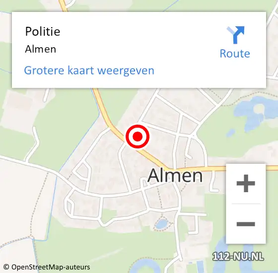 Locatie op kaart van de 112 melding: Politie Almen op 6 december 2022 18:56