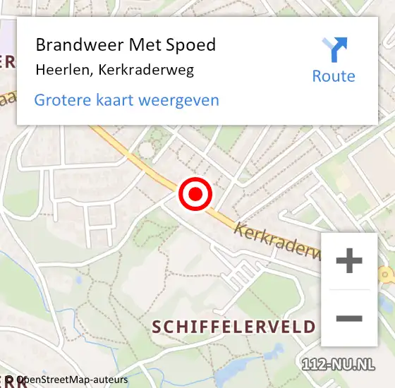 Locatie op kaart van de 112 melding: Brandweer Met Spoed Naar Heerlen, Kerkraderweg op 6 december 2022 18:59