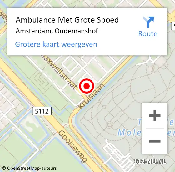 Locatie op kaart van de 112 melding: Ambulance Met Grote Spoed Naar Amsterdam, Oudemanshof op 6 december 2022 19:19