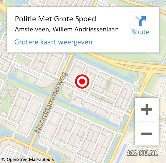 Locatie op kaart van de 112 melding: Politie Met Grote Spoed Naar Amstelveen, Willem Andriessenlaan op 6 december 2022 19:21