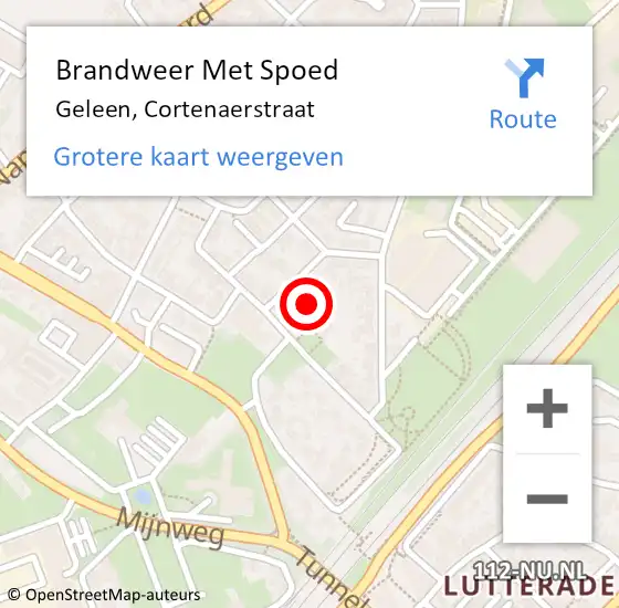 Locatie op kaart van de 112 melding: Brandweer Met Spoed Naar Geleen, Cortenaerstraat op 6 december 2022 20:20