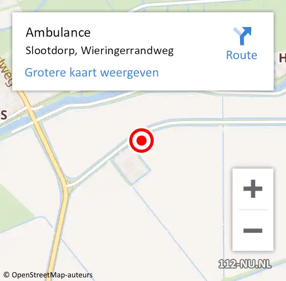 Locatie op kaart van de 112 melding: Ambulance Slootdorp, Wieringerrandweg op 6 december 2022 20:45